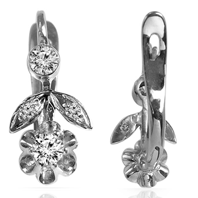 14k Gold Genuine Diamond Russian Style Earrings