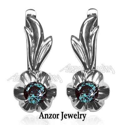Lab Grown Alexandrite Earrings in Sliver