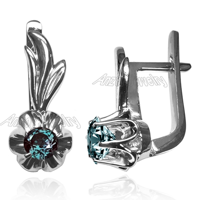 Lab Grown Alexandrite Earrings in Sliver
