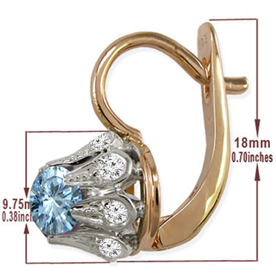 Russian style Diamond Aquamarine tulpan Earrings