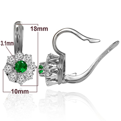 14k Gold Emerald Diamond Russian style Earrings