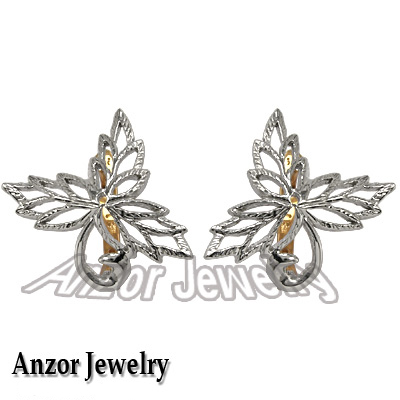 10k Two-Tone Gold Russian style Earrings