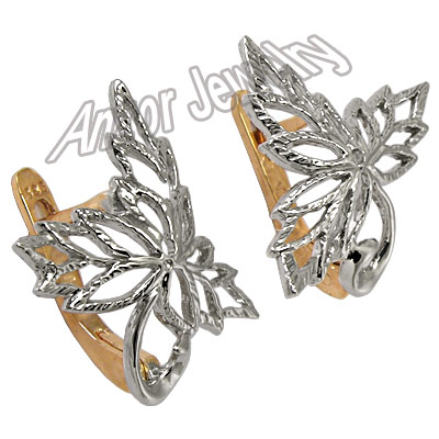 10k Two-Tone Gold Russian style Earrings