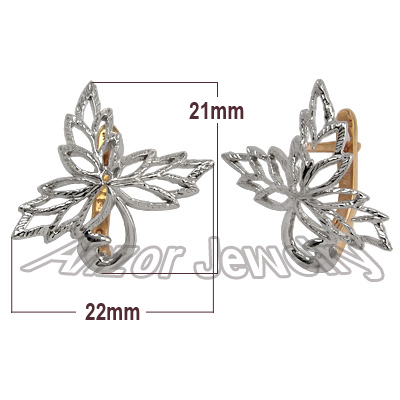 10k Two-Tone Gold Russian style Earrings