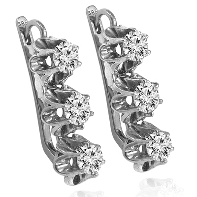 Silver Cubic Zirconia Russian style Earrings
