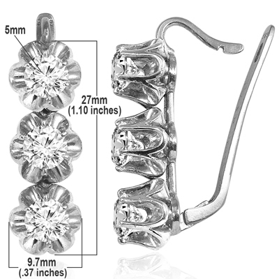 Silver Cubic Zirconia Russian style Earrings