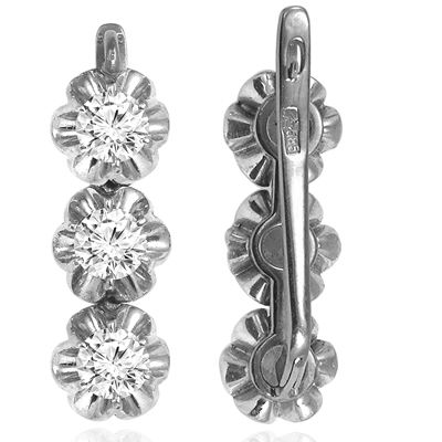 Silver Cubic Zirconia Russian style Earrings
