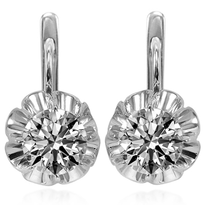 Russian Style Cubic Zirconia Earrings in Silver