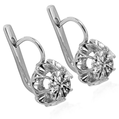 Russian Style Cubic Zirconia Earrings in Silver