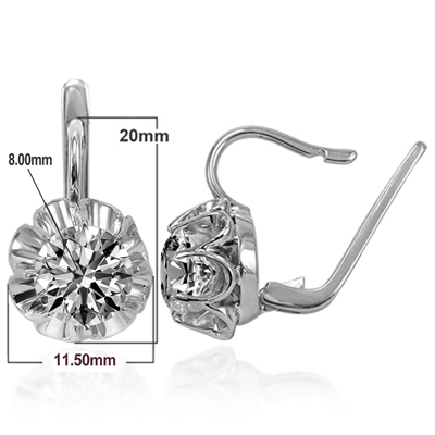 Russian Style Cubic Zirconia Earrings in Silver