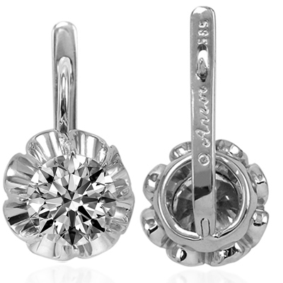 Russian Style Cubic Zirconia Earrings in Silver