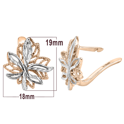 14K Solid Gold Maple Leaf English lock Earrings