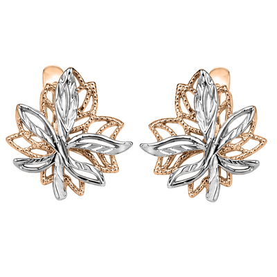 Silver over 14k Gold Plated Maple Leaf Earrings