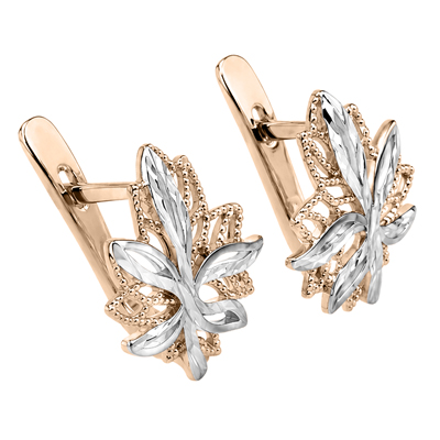 Silver over 14k Gold Plated Maple Leaf Earrings