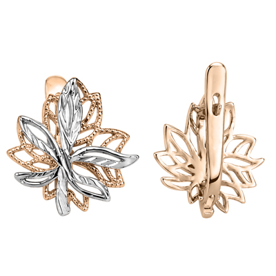 Silver over 14k Gold Plated Maple Leaf Earrings
