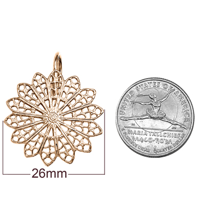14K solid rose Gold Flower Earrings