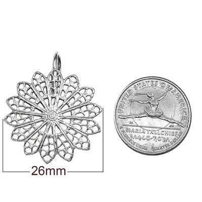 14K solid White Gold Flower Earrings