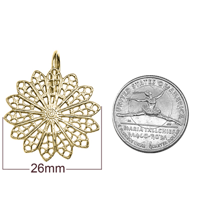 14K Solid Yellow Gold Flower Earrings