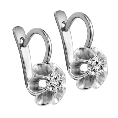 14k Gold Lab Grown Diamond Russian Earrings