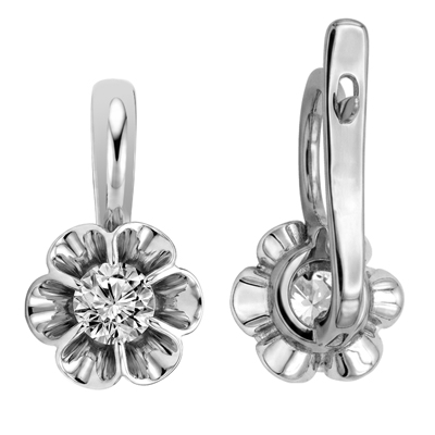 14k Gold Lab Grown Diamond Russian Earrings