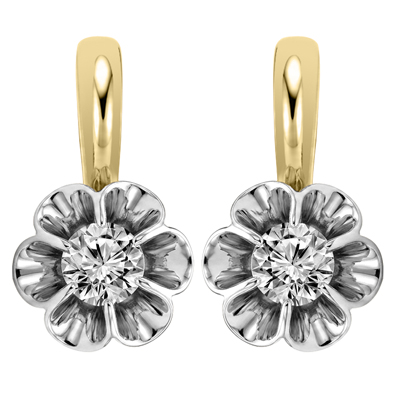 14k Gold Lab Grown Diamond Russian Earrings