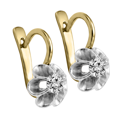 14k Gold Lab Grown Diamond Russian Earrings