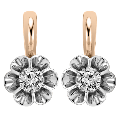 14k Gold Lab Grown Diamond Russian Style Earrings