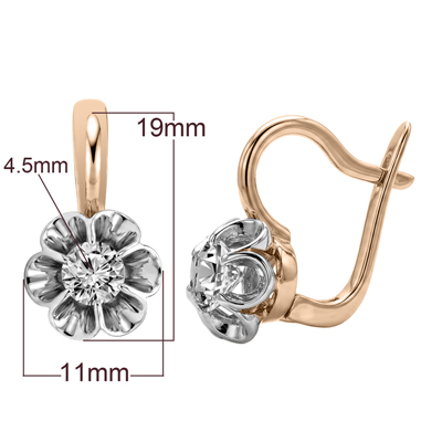 14k Gold Lab Grown Diamond Russian Style Earrings