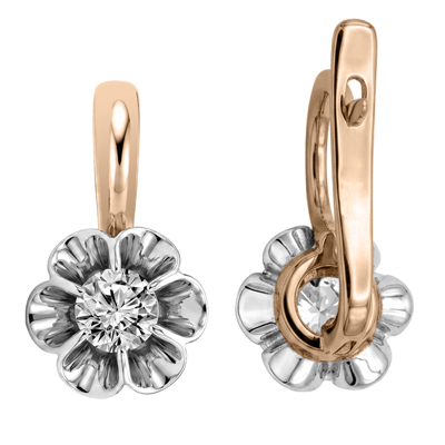 14k Gold Lab Grown Diamond Russian Style Earrings