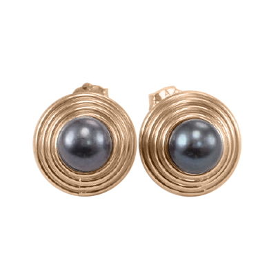 10k Rose Gold Black Pearl Earrings