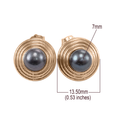 14k Rose Gold Black Pearl Earrings