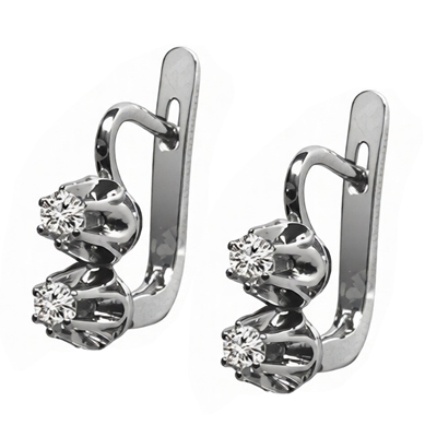 14k Gold Genuine Diamond Russian style earrings