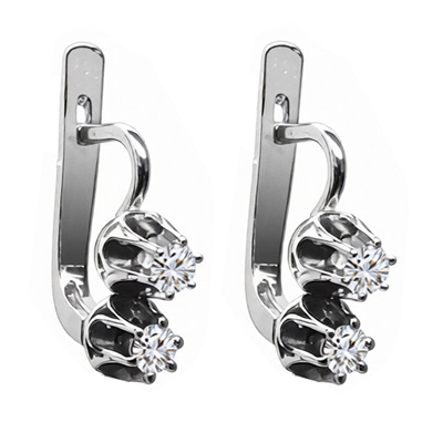 14k Gold Genuine Diamond Russian style earrings