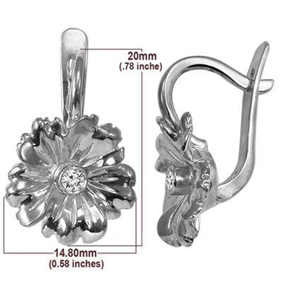 Russian style Flower Diamond Earrings 10k Gold