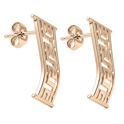 14k Solid Rose Gold Greek Design Earrings