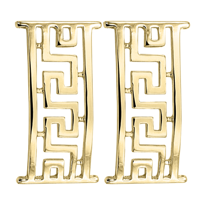 14k Solid Yellow Gold Greek Design Earrings