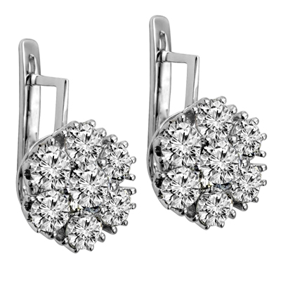 Russian Style Lab Grown Diamond  Earrings 14k gold