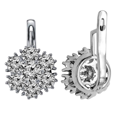 Russian Style Lab Grown Diamond  Earrings 14k gold