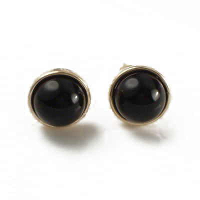 14k Gold Black Onyx Studs 8mm