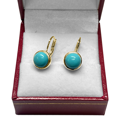 14k Gold Turquoise Earrings 8mm