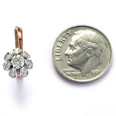 Russian Style Diamond Earrings 14k Rose 585