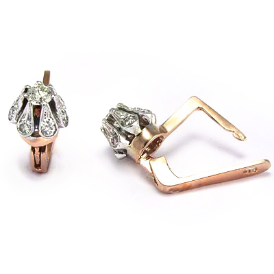 Russian Style Diamond Earrings 14k Rose 585