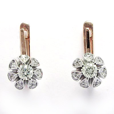 Russian Style Diamond Earrings 14k Rose 585