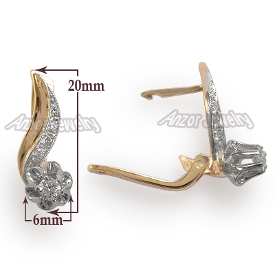 14k Rose White Gold Russian Style Diamond Earrings