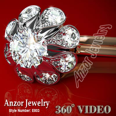 Russian tulpan Style Diamond Earrings 14k gold