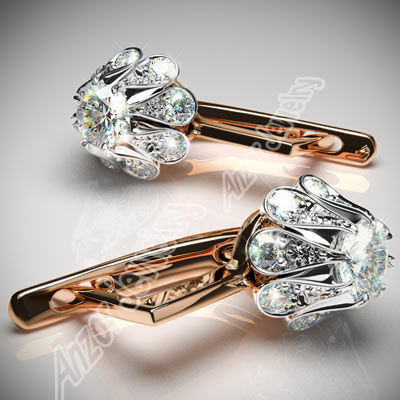 Russian tulpan Style Diamond Earrings 14k gold