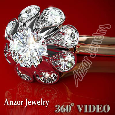 Russian tulpan Style Diamond Earrings 14k gold