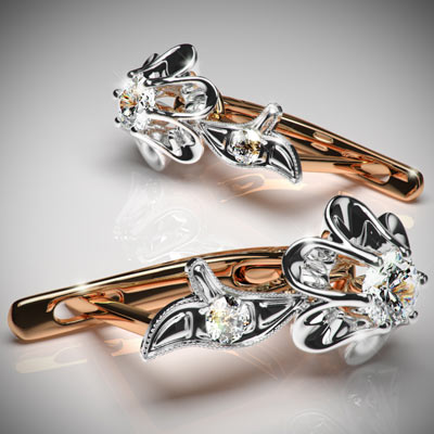 Russian style diamond earrings 14k 585