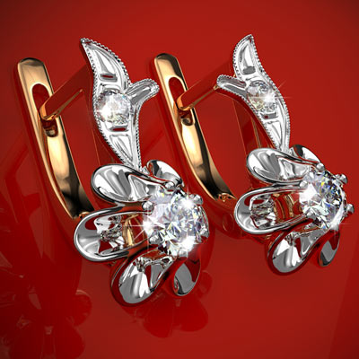 Russian style diamond earrings 14k 585