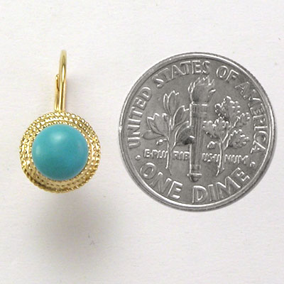 14k Gold Turquoise leverback locks Earrings